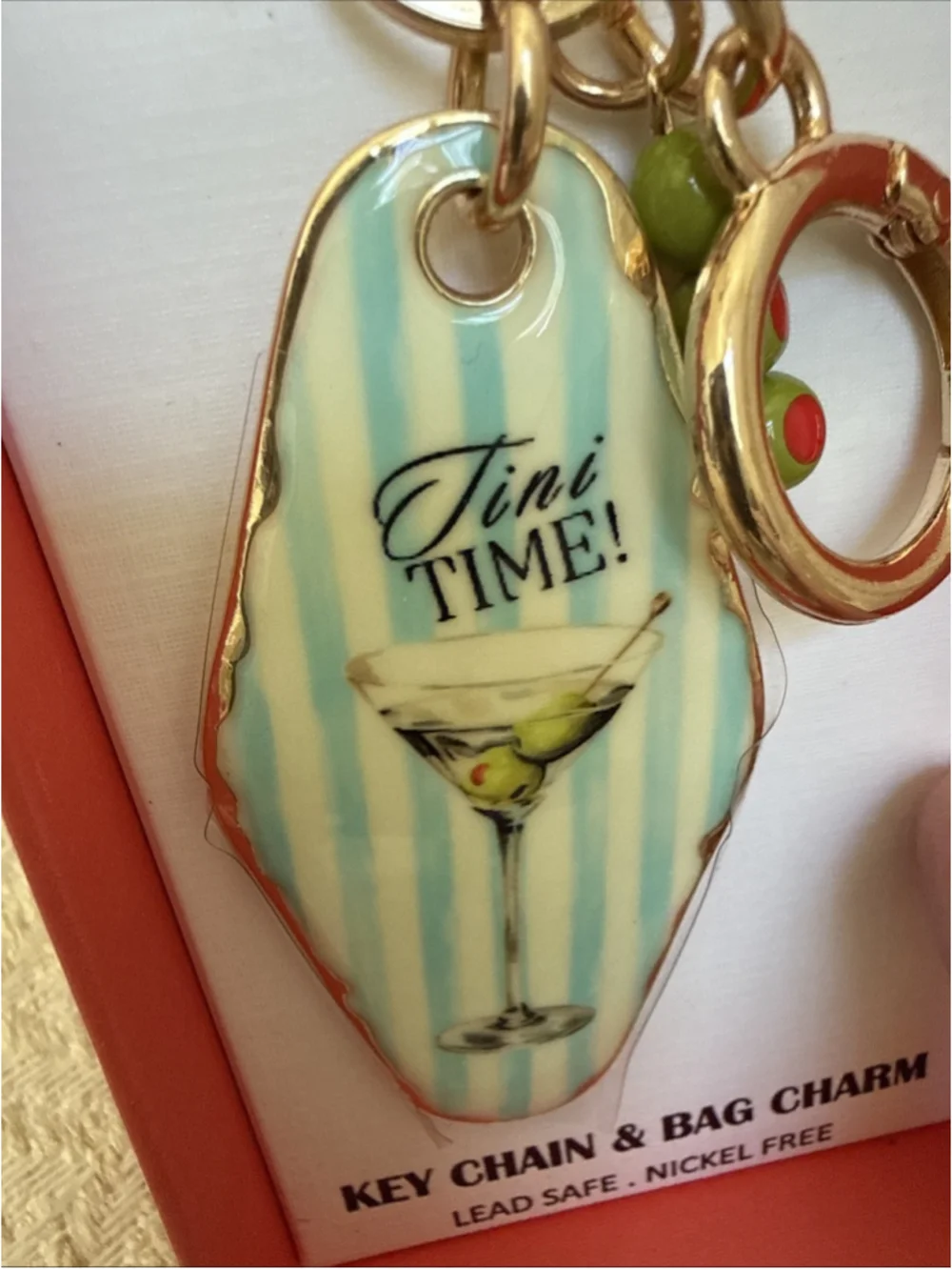 Piper K Key Chain Tini Time Martini Glass Handbag Purse Keychain Bag Charm Bling